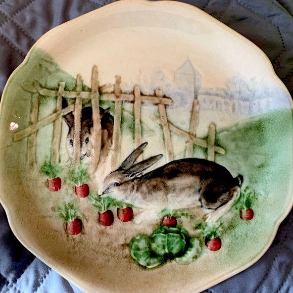 Majollica bunny plates set of 5. Made in France, 1900. - Picture 12 of 16